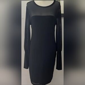CAD Nordstrom Mesh Sheer Illusion Fully Lined Stretch Dress- Size Sm Black NWT